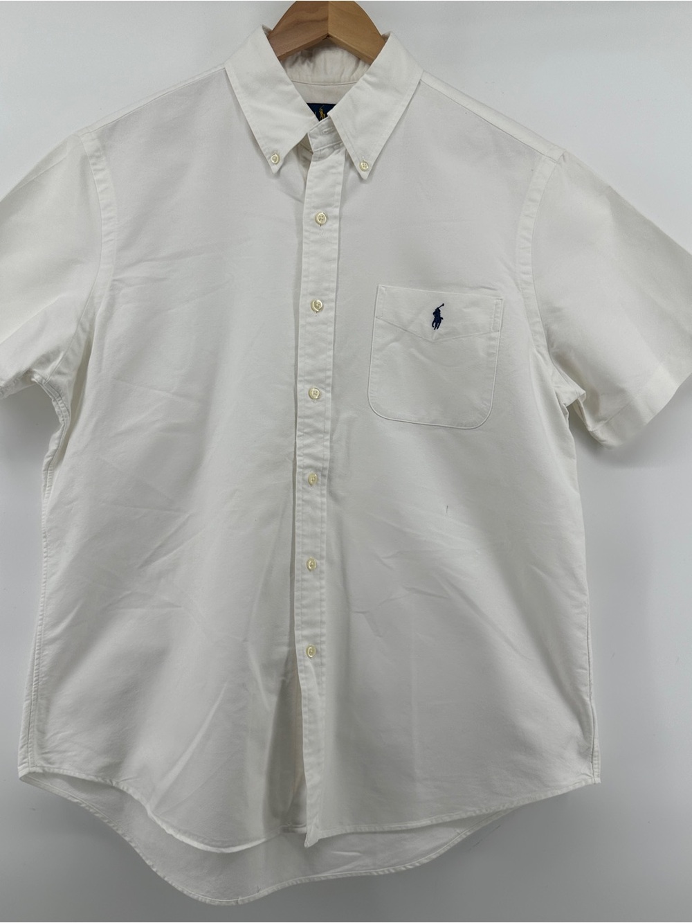 Ralph Lauren White Short Sleeve Button Down Pony Logo Shirt Large